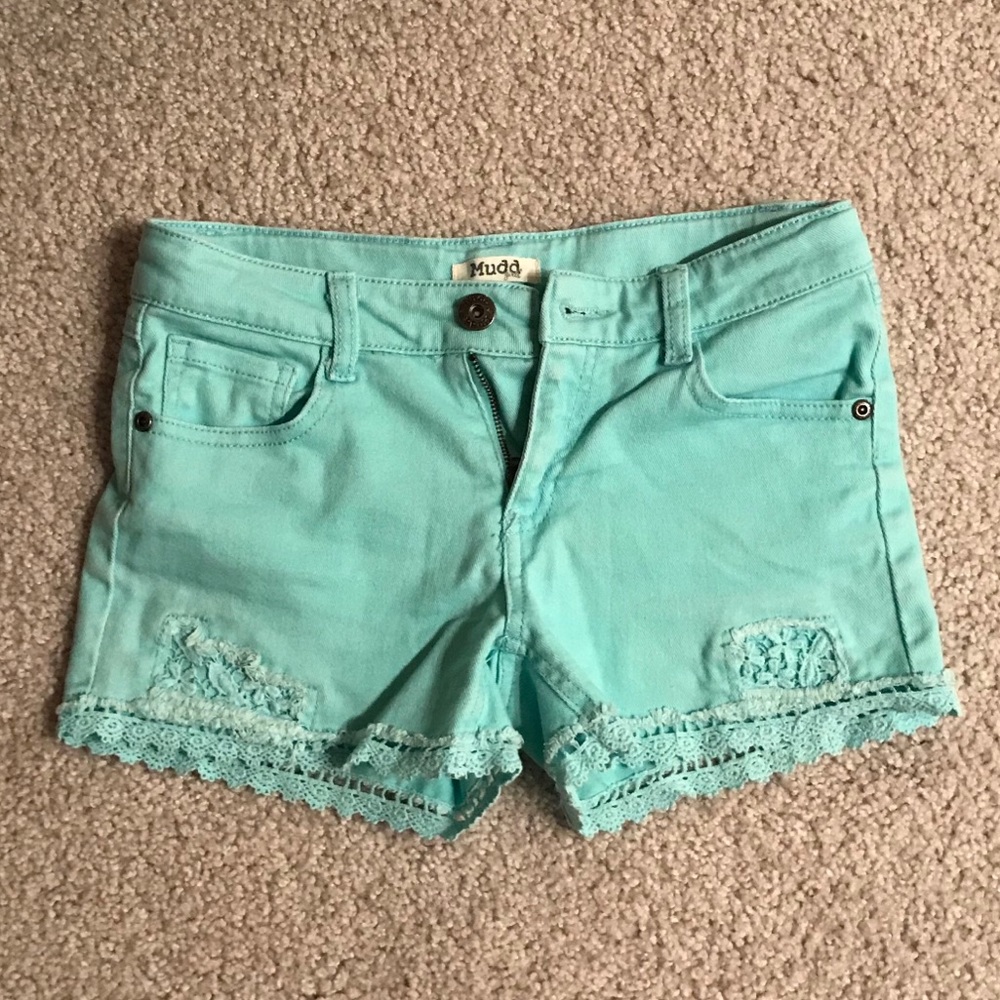 teal shorts